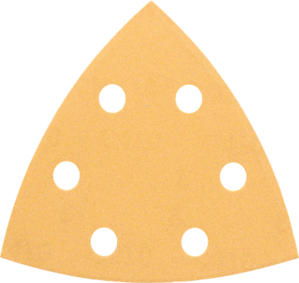 Bosch delta sanding sheet with six dust extraction holes.