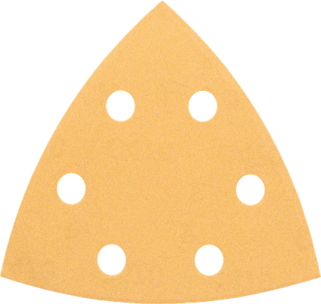 Bosch delta sanding sheet with six dust extraction holes.