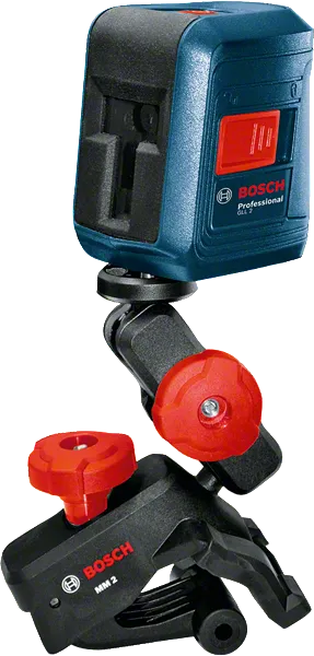 Bosch GLL 2 laser leveling tool with clamp mount.