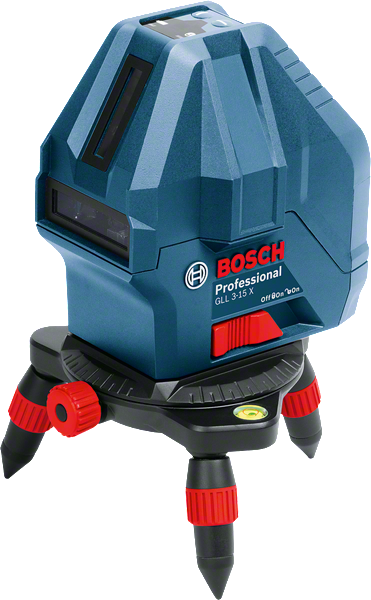 Bosch GLL 3-15 X laser leveling tool with tripod base.