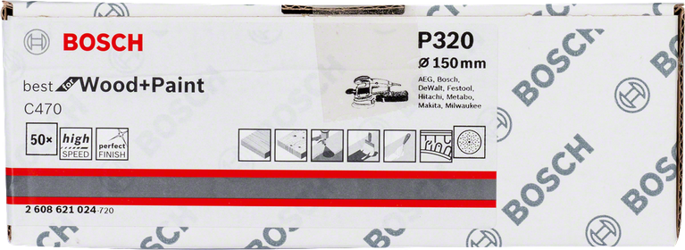 Bosch C470 sanding sheets 150 mm P320 50-pack.