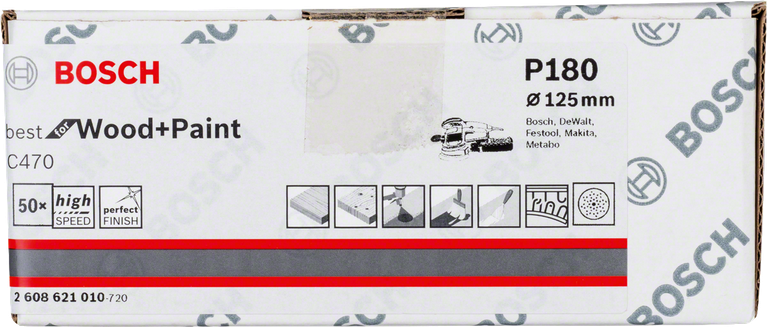 Bosch C470 sanding sheets 125 mm P180 50 pack.
