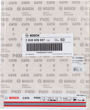 Bosch C470 P400 sanding sheets 230×280 mm.