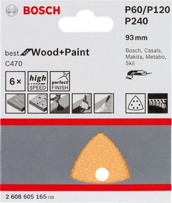 Bosch C470 sanding sheets 93mm pack 6.