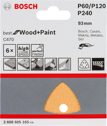 Bosch C470 sanding sheets 93mm pack 6.