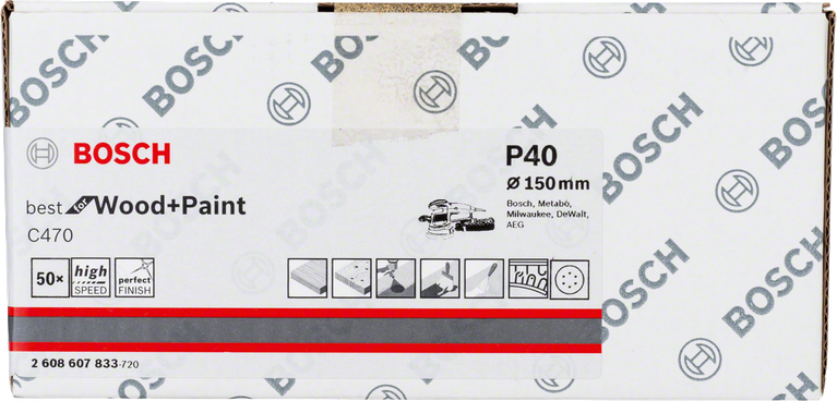 Bosch C470 sanding sheets 150mm pack 50.