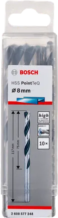 Bosch HSS PointTeQ 8mm twist drill bit pack.