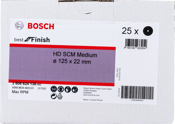 Bosch HD SCM Medium 125 mm finishing discs.