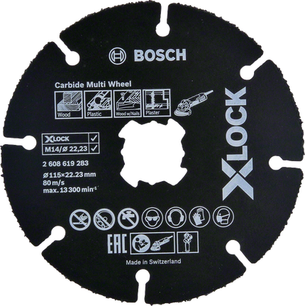 Bosch X-LOCK Carbide Multi Wheel 115mm for wood and plastic.