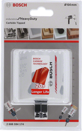 Bosch 64 mm heavy duty carbide hole saw.
