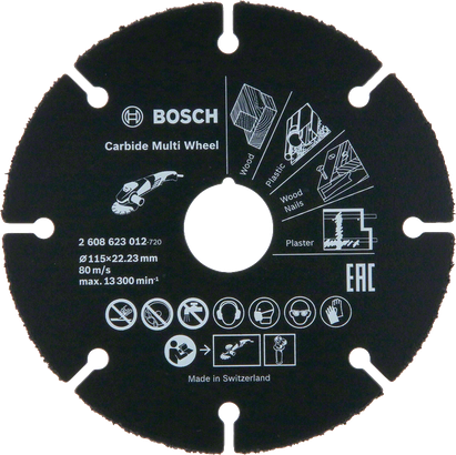 Bosch Carbide Multi Wheel cutting disc 115mm for wood, plastic, nails, plaster.