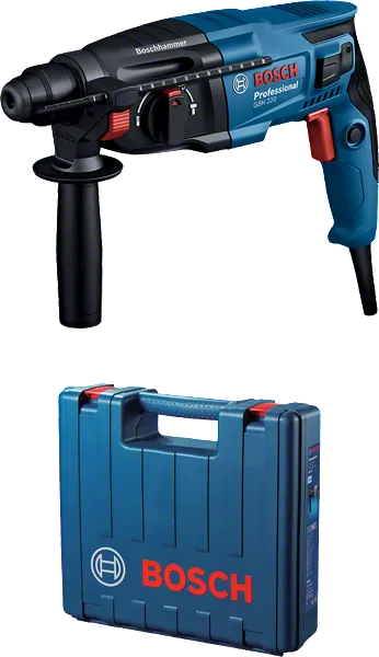 Bosch GBH 220 rotary hammer drill with carrying case.