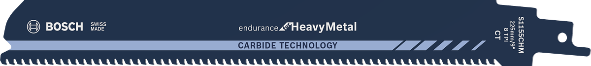 Bosch Endurance Heavy Metal carbide reciprocating saw blade.
