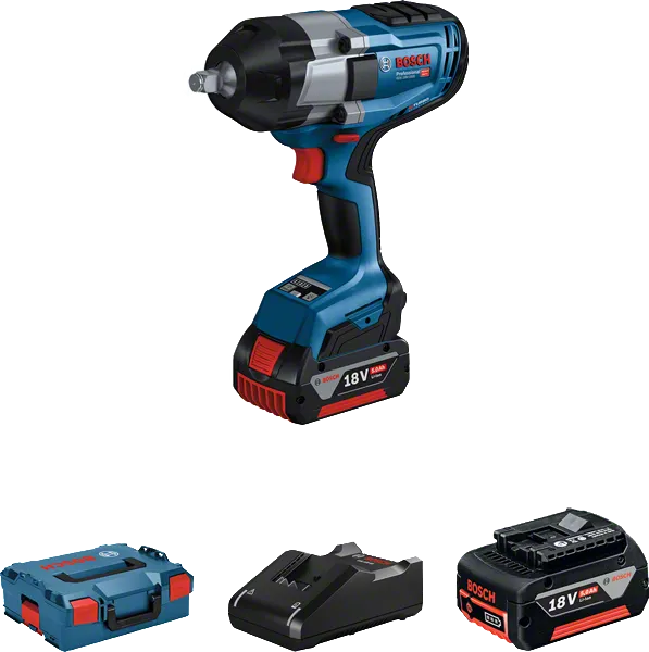 Bosch GDS 18V-1000 cordless impact wrench set.