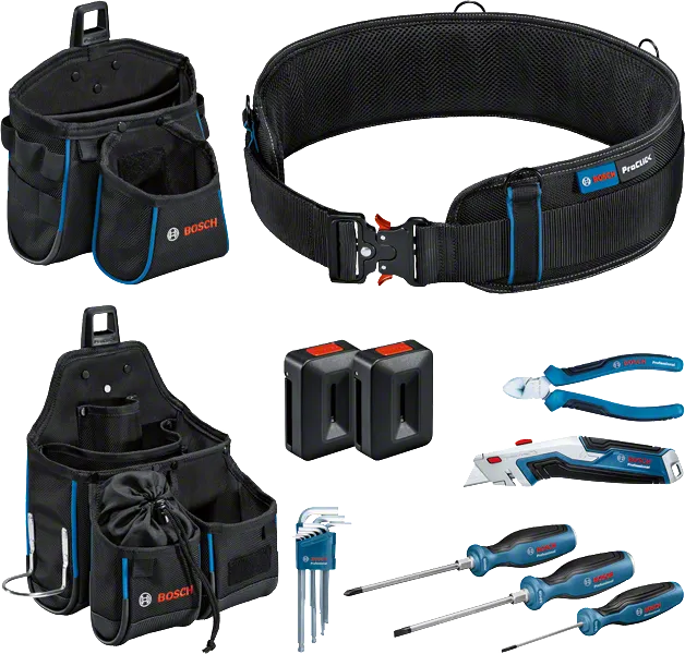 Bosch toolbelt and hand tools set combo kit assortment.
