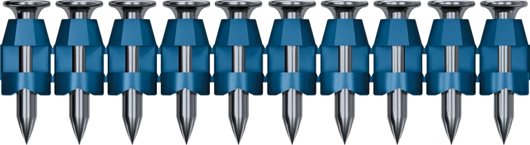Bosch NB-19 nails, 19mm length with blue shank.