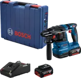 Bosch GBH 185-LI cordless rotary hammer with battery, charger and case.