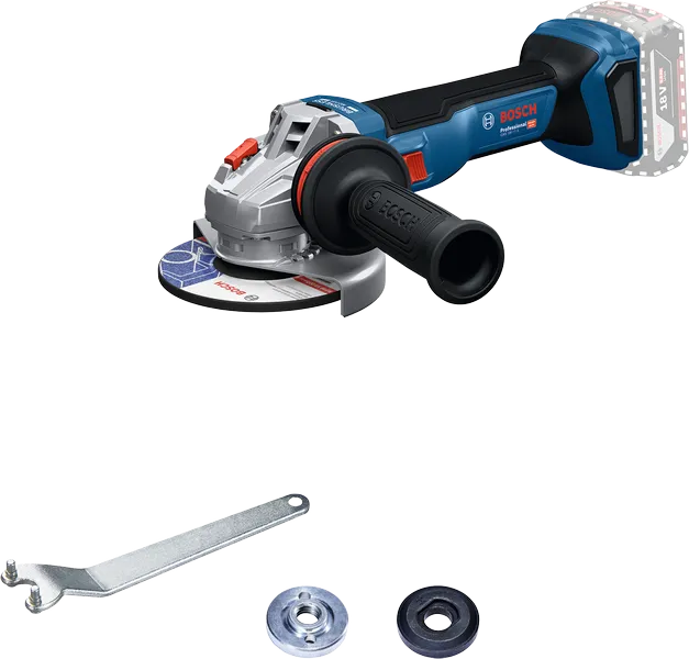 Bosch GWS 18V-11 angle grinder with side handle.