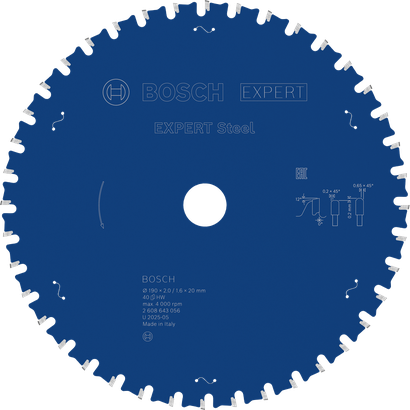 Bosch EXPERT Steel circular saw blade, 190mm 40T.