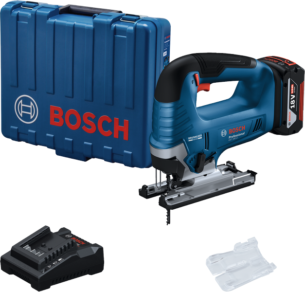 Bosch GST 185-LI cordless jigsaw with case and charger.
