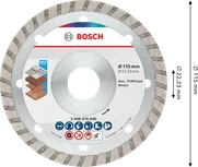 Bosch Multi Material turbo diamond cutting disc 115 mm.