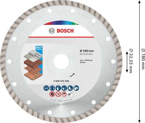 Bosch Multi Material turbo diamond cutting disc 180 mm.