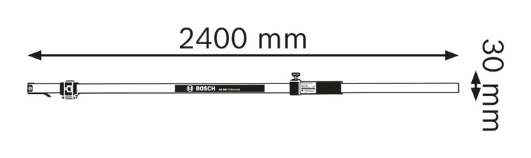 Measuring rod dimensions.