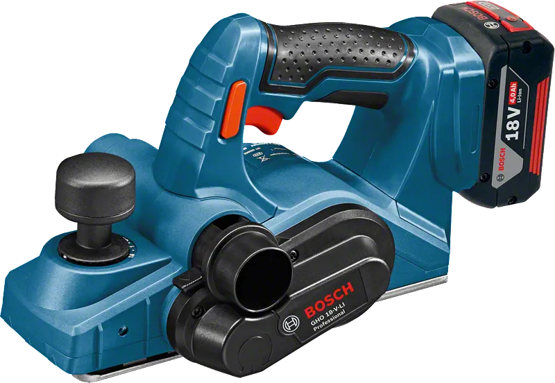 Bosch cordless planer GHO 18V-LI with ergonomic handle.