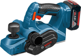Bosch cordless planer GHO 18V-LI with ergonomic handle.