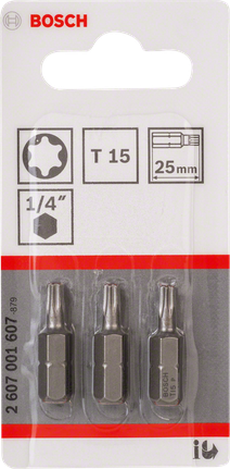 Bosch T15 25mm screwdriver bits 3-pack.