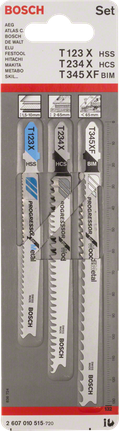 Bosch 3-piece jigsaw blade set Progressors for wood and metal.