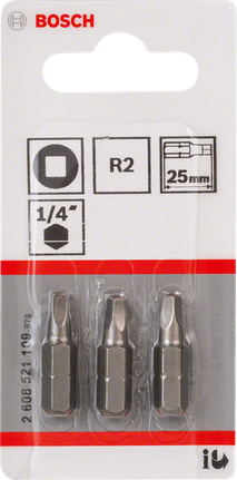 Bosch R2 25mm square drive screwdriver bits pack.