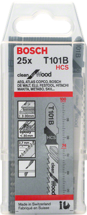 Bosch jigsaw blade T101B pack for clean wood cutting.