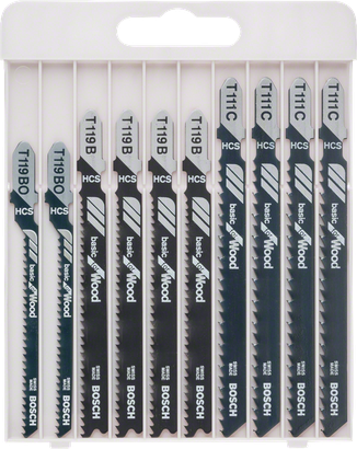 Bosch 10-piece jigsaw blade set Basic for Wood.