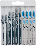 Bosch 10-piece jigsaw blade set for metal and wood.