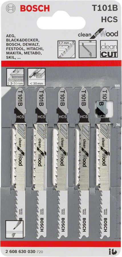 Bosch jigsaw blade T 101 B clean wood set.