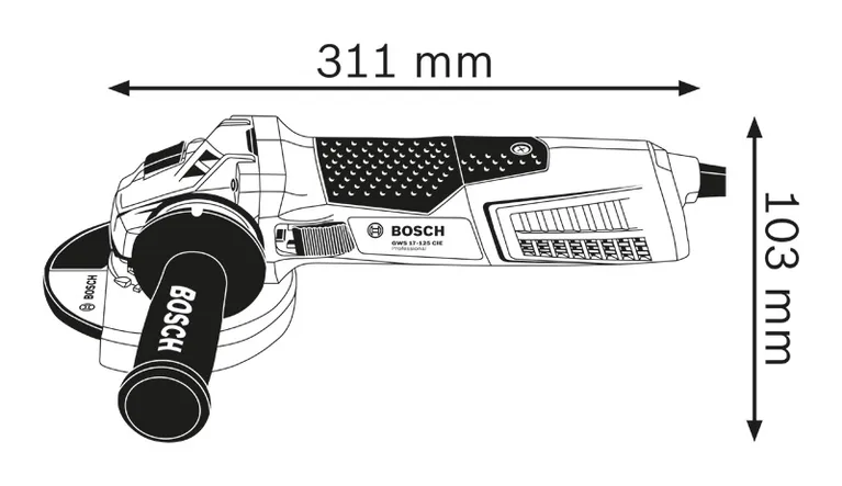 Angle grinder dimensions.