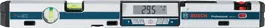 Digital inclinometer with bubble vials and angle displayed on a central screen.