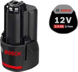 Bosch 12V 2.0Ah Li-Ion battery pack.
