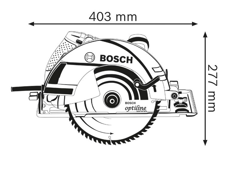 Dimensioned side view.