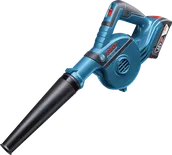 Bosch GBL 18V-120 cordless blower with nozzle attachments.