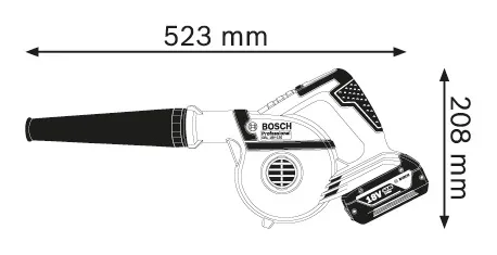Cordless blower dimensions.