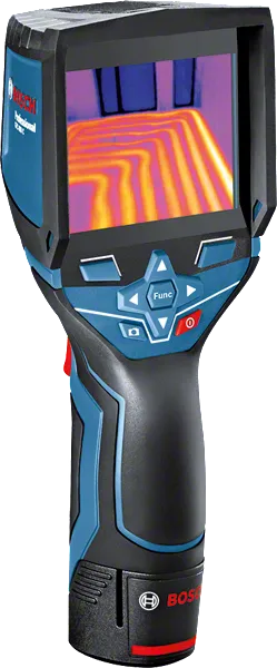 Bosch GTC 400 C thermal imaging camera detects heat patterns.