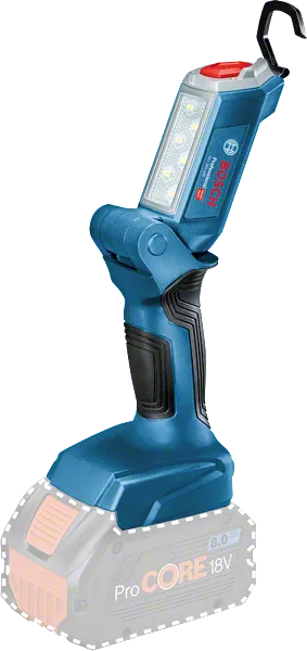 Bosch GLI 18V-300 LED work light with ProCORE18V battery.