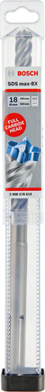 Bosch SDS max-8X hammer drill bit with full carbide head.