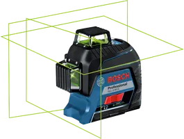 Bosch GLL 3-80 G laser leveling tool with green 360° lines.