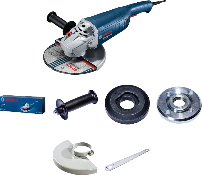 Bosch GWS 2200 angle grinder with accessories set.