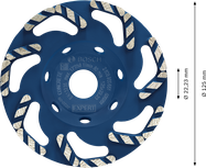 Bosch EXPERT Concrete Diamond Grinding Head, 125 mm diameter.