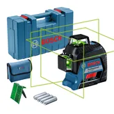 Bosch GLL 3-80 G laser leveling tool with green lines.
