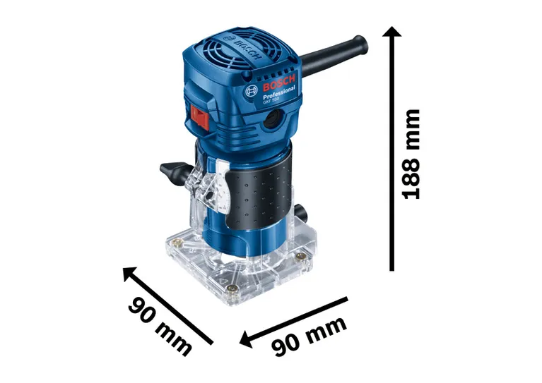Bosch GKF 550 palm router, 550W compact design.
